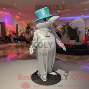 Sølv delfin maskot kostume...