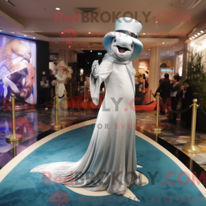 Sølv Dolphin maskot drakt...