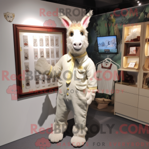 Cream Donkey maskot kostume...