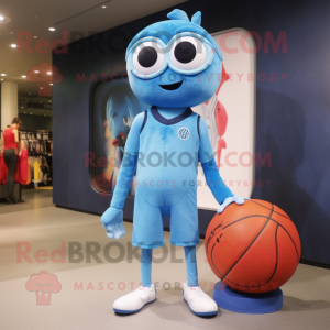 Sky Blue Basketball Ball mascot costume character dressed with a Skinny Jeans and Clutch bags