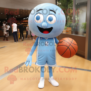 Sky Blue Basketball Ball mascot costume character dressed with a Skinny Jeans and Clutch bags