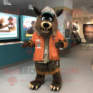 Black Elk mascot costume character dressed with a Windbreaker and Bracelets