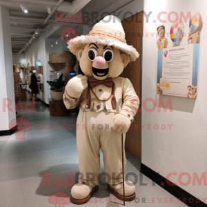 Beige klovnemaskotkostyme...