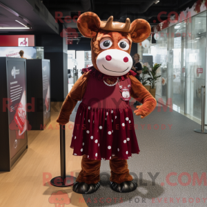 Maroon Cow-maskotdraktfigur...