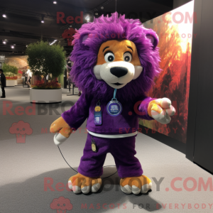 Purple Tamer Lion mascot...