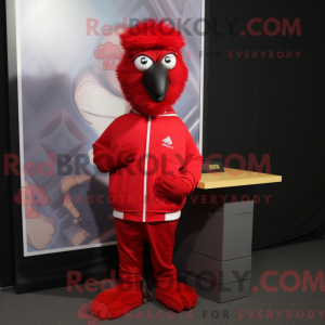 Rød Emu-maskotdraktfigur...