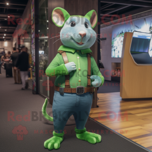 Grön råtta maskot kostym...