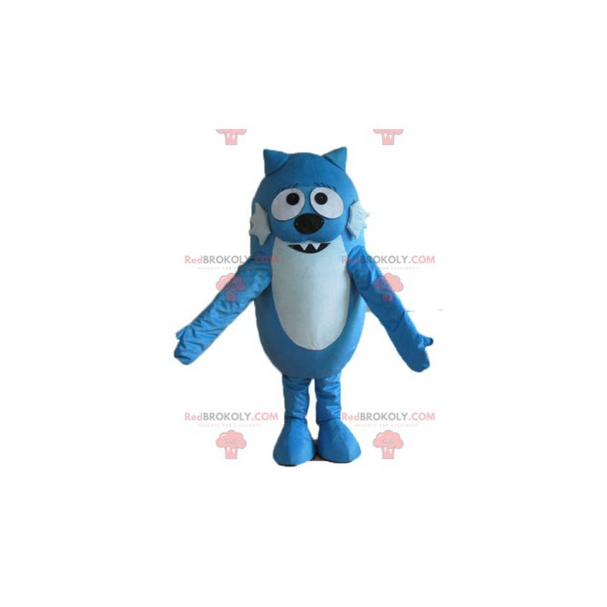Dvoubarevný modrý pes kočka maskot - Redbrokoly.com