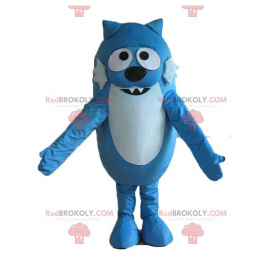 Tweekleurige blauwe hond kat mascotte - Redbrokoly.com