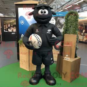 Black Rugby Ball mascot...
