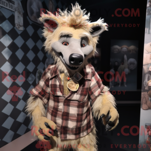 Crème hyena-mascottekostuum...