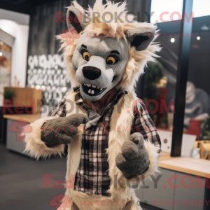 Cream Hyena mascot costume...