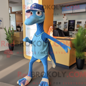 Blå Coelophysis maskot...
