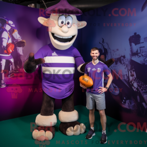 Purple Stilt Walker mascot...