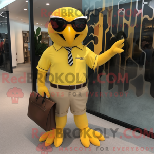 Yellow Hawk maskot kostume...