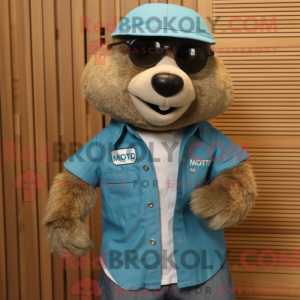 Teal Marmot-mascottekostuum...