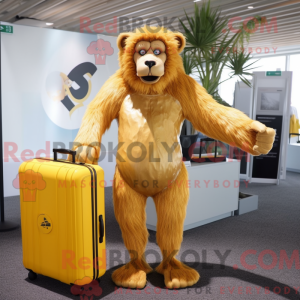 Gold Baboon mascot costume...