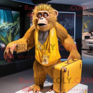 Gold Baboon mascot costume...
