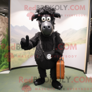 Svart Merino Sau maskot...