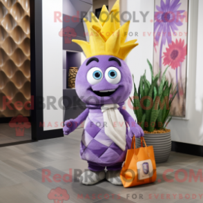 Máscara de aas lavanda com características drásticas com gola alta e roupas - Mascotes de abacaxi - RedBrokoly.com