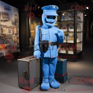 Blue Soldier mascot costume...