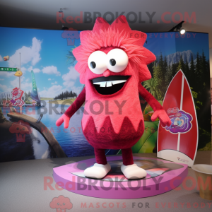 Roodroze mascottekostuum...