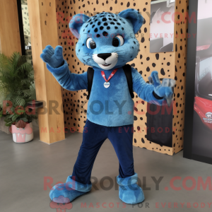 Blue Cheetah maskot kostume...