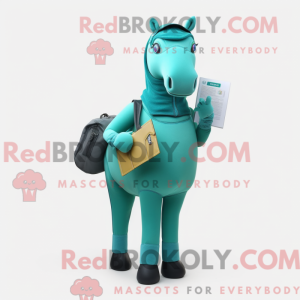 Cyan Horse mascot costume...