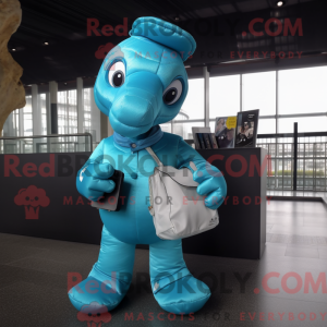 Cyaan paard mascotte...