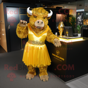 Gold Bison mascotte kostuum...