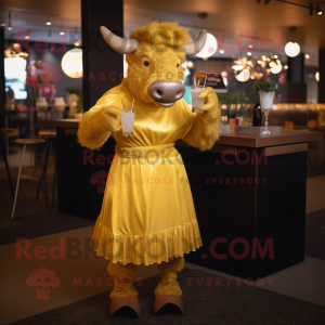 Gold Bison maskot kostume...