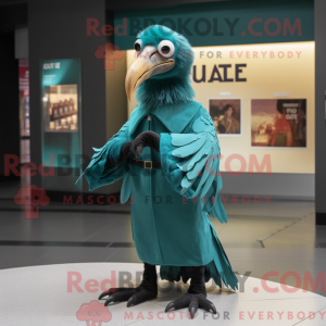 Teal Vulture maskot kostume...