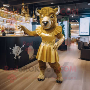 Gold Bison maskot drakt...