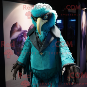 Teal Vulture maskot kostume...