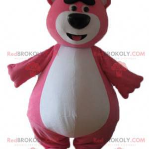 Gran mascota de oso de peluche rosa y blanco regordeta y