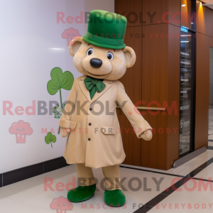 Tan Four Leaf Clover mascot...
