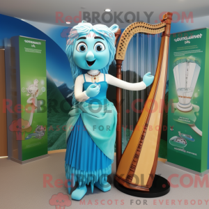 Cyan Celtic Harp maskot...