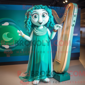 Cyan Celtic Harp maskot...