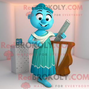 Cyan Celtic Harpe maskot...