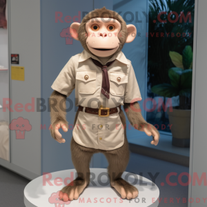 Beige aap-mascottekostuum...