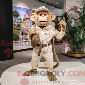 Beige aap-mascottekostuum...