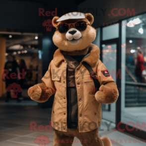 Fantasia de mascote de marta marrom com jegging e óculos de sol - Mascotes Marta - REBROKO_354653 - RedBrokoly.com