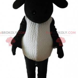 Zwart-wit cartoon beroemde schapen shaun mascotte -