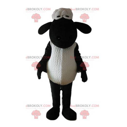 Czarno-biały kreskówka maskotka shaun słynnej owiec -