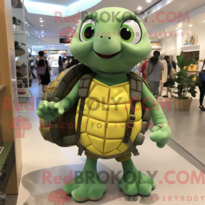 Olive Turtle maskot kostume...