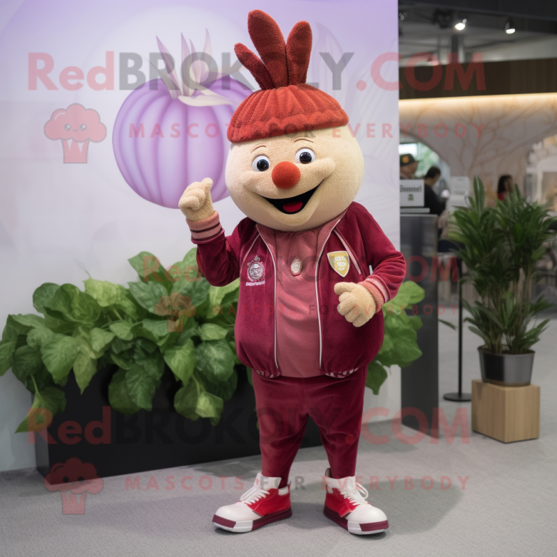 nan Beet mascot costume character dressed with a Corduroy Pants and Bracelet watches nan Beet mascot costume character dressed with a Corduroy Pants and Bracelet watches
