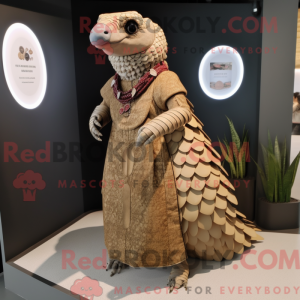 Tan Pangolin maskot kostume...