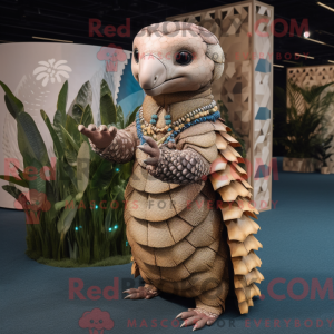 Tan Pangolin maskot kostume...