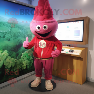 nan Beet mascot costume character dressed with a Corduroy Pants and Bracelet watches