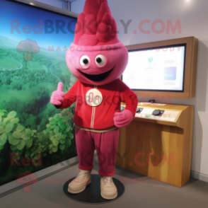 nan Beet mascot costume character dressed with a Corduroy Pants and Bracelet watches